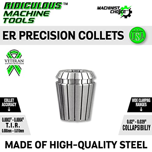 6.0MM ER 11 High Precision Spring Collets Metric (0.0003) T.I.R. Machinist Choice - size: 6mm