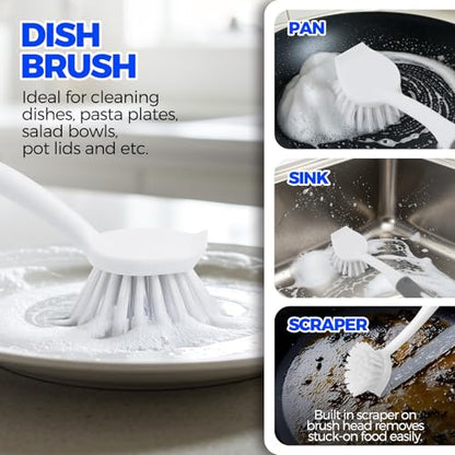 Holikme 6 Pack Dish Brush Set with Bottle Brush, Dish Scrub Brush,Gray - color: Gray
