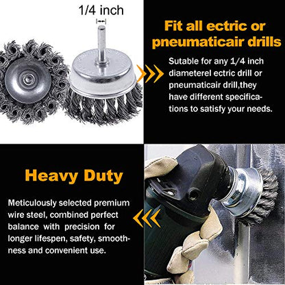 Rocaris 7Pcs Twist Knot Wire Wheel Brush for Drill for Rust Removal