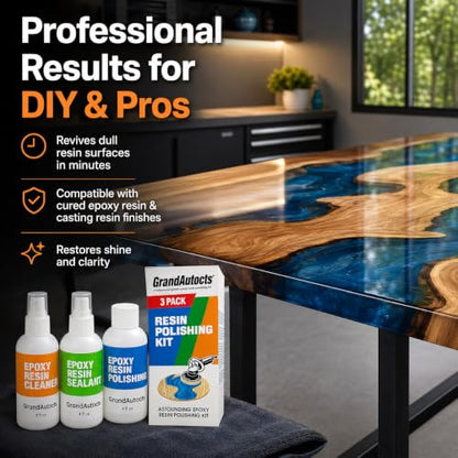 Resin Polishing Kit for Epoxy Resin, 3Pcs Polish & Scratch Removal