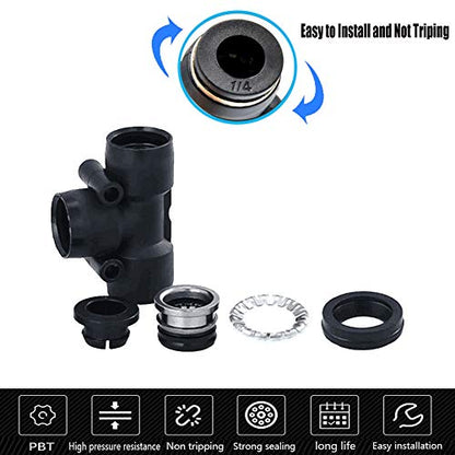 10PCS Pneumatic Union Tee Push to Connect Fittings, PBT Plastic T Shape 1/4" x 1/4" Tube OD Quick Connector for Home Garage Air Brake Air Bag - size: 1/4" x 1/4"