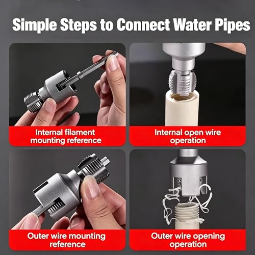 3PCS Internal & External Pipe Threading Tool Set,Drill Compatible