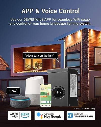 DEWENWILS 200W Smart Low Voltage Landscape Transformer, Waterproof, Schedule and Timer, Compatible with Alexa and Google Home, 120V AC to 12V AC for LED Landscape Lights, Outdoor Lighting, ETL Listed - style: Smart Transformer-300W