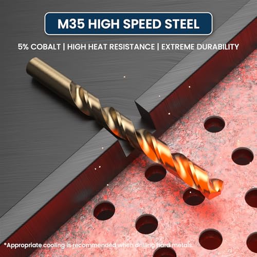 LU&MN M35 Jobber Drill Bits, 1/4", 10 Pcs - size: 1/4 in