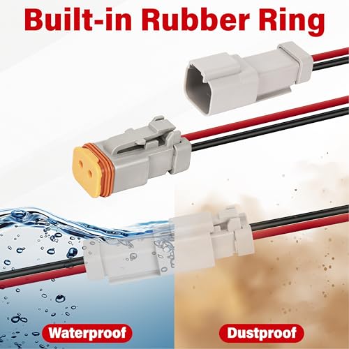 Deutsch DT 2 Pin Grey Male Female Wiring Harness Connector 2 Kits, 16 AWG - color: 2 Sets-Grey, size: 2Pin