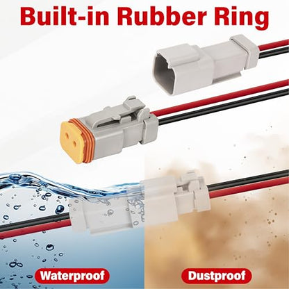 Deutsch DT 2 Pin Grey Male Female Wiring Harness Connector 2 Kits, 16 AWG - color: 2 Sets-Grey, size: 2Pin