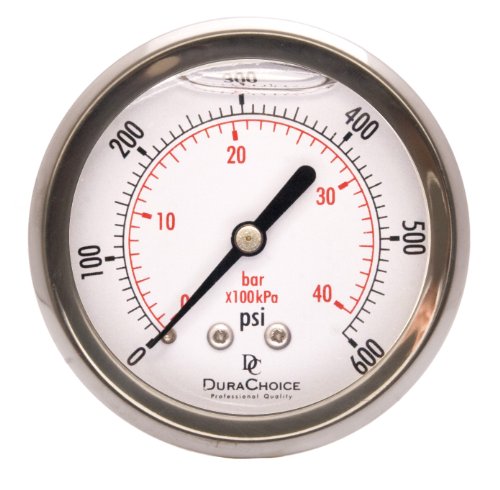 2-1/2" Oil Filled Pressure Gauge, Stainless Steel Case, 1/4" NPT, 0-600 PSI - size: [0-600 PSI]