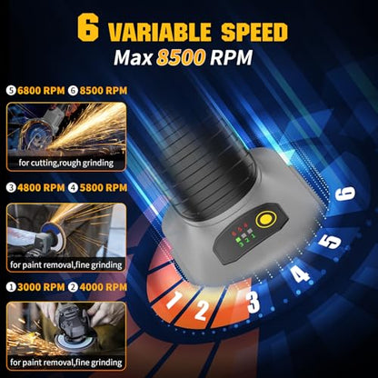 Angle Grinder 4-1/2" Cordless Compatible with DEWALT 20V MAX Battery - color: Grey