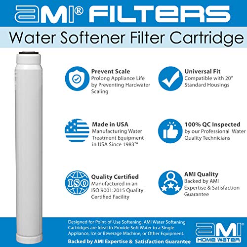AMI Water Softening Filter Cartridge, Ion Exchange Resin, 20" Standard - style: 20 Inch Standard