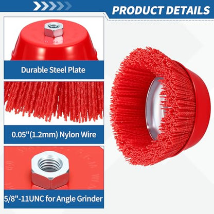 2Pack 6" Wire Brush for Angle Grinder & Drill with 5/8"-11 Arbor