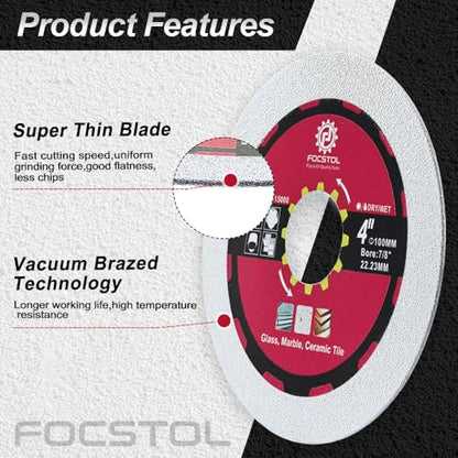 FOCSTOL Diamond Glass Cutting Disc 3pcs 4''(100mm) - size: 4''(100mm)