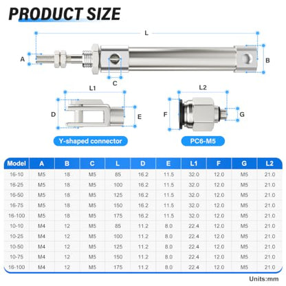 TAILONZ CDJ2B Mini Pneumatic Cylinder 10mm Bore 25mm Stroke - size: 10mm Bore 25mm Stroke