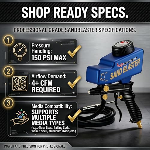 LE LEMATEC Sand Blaster Gun Kit for Air Compressor Rust Removal - style: Siphon Ceramic Function