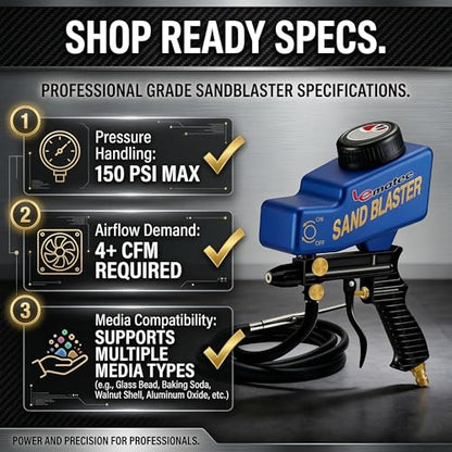 LE LEMATEC Sand Blaster Gun Kit for Air Compressor Rust Removal - style: Siphon Ceramic Function