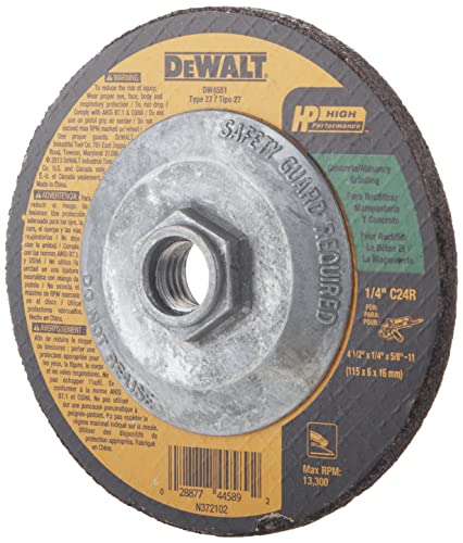DEWALT DW4551 Masonry Grinding Wheel, 5/8-11-Inch Arbor, 4-1/2-Inch by 1/4-Inch