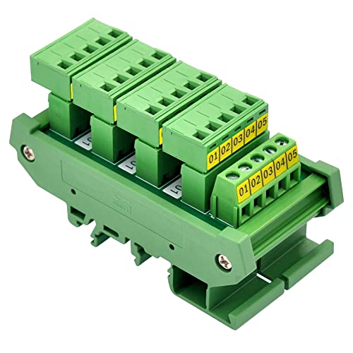 Slim DIN Rail Mount 10A/300V Pluggable Screw Terminal Block Distribution Module (5x5 Position) - style: 5x5 Position