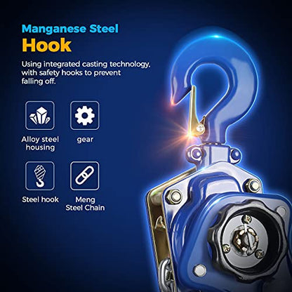 1-1/2 Ton Lever Chain Hoist,3300 LBS Capacity,20 FT Manual Ratchet Puller - size: 3300 LBS 20FT