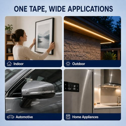 3M Double Sided Tape Heavy Duty 2’’×10Ft Removable Mounting Tape for Wall - size: 2''×10Ft