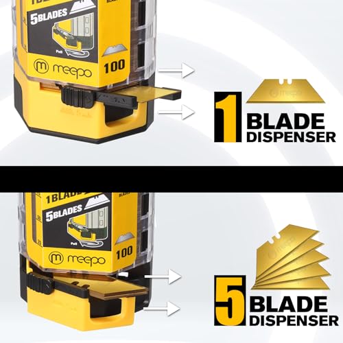 M MEEPO Utility Knife Blades, Titanium SK-2 Steel, w/Dispenser, 100-Pack - size: Titanium 100-Pack