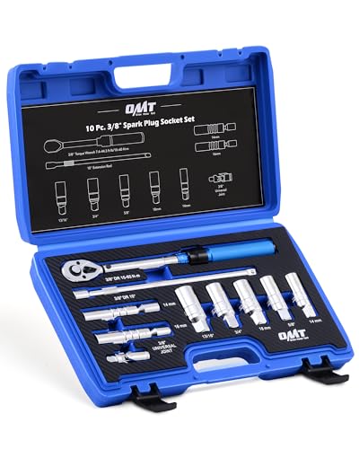 OMT 10pc 3/8" Drive Spark Plug Socket Set With 72-Tooth Torque Wrench - size: 10pc Pro Set