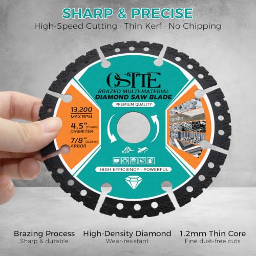 3Pcs 4.5" Multi-Purpose Diamond Metal Saw Blade for Angle Grinder