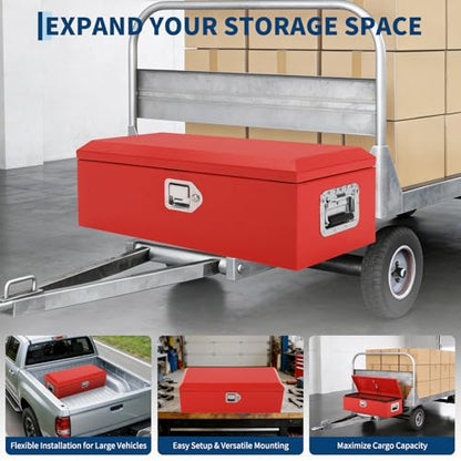 39" Truck Bed Steel Tool Box Lockable Storage - color: RED, size: 39x13x9.6 Inch