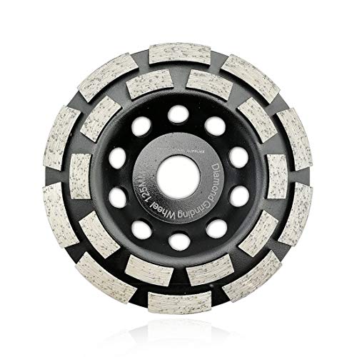 SHDIATOOL 5-Inch Double Row Diamond Grinding Cup Wheel for Concrete - size: 5 Inch, style: Double Rows