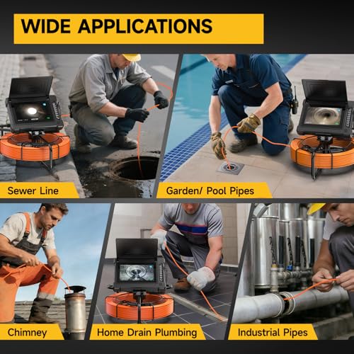 Oiiwak Sewer Camera 100ft, Pipe Inspection Camera with 7" IPS HD Screen