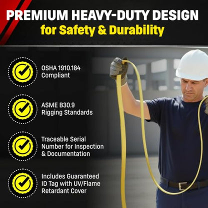 DD Sling 1 Inch x 16 Foot Nylon Lifting Sling – USA Made, 3,200 lb Vertical, 2,600 lb Choker, 6,400 lb Basket – 2-Ply Heavy Duty 900 Webbing, Type 4 Twisted Eye & Eye Rigging Sling - size: 1 in x 16 ft