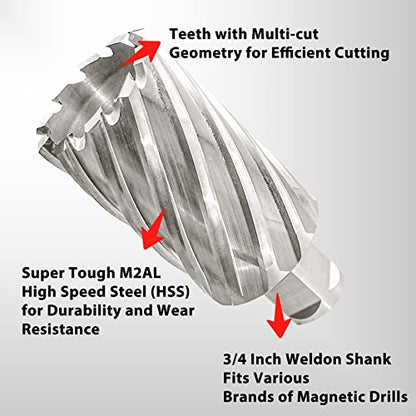 S&F STEAD & FAST Annular Cutter with Pilot Pin, 1-1/2" x 2", Mag Drill Bit - size: 1-1/2" x 2"