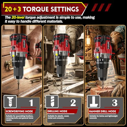 1151In-lbs High Torque Brushless Cordless Hammer Drill 28500 BPM