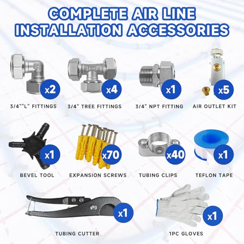 Compressed Air Line Kit, 3/4" x 50' 120’&200'&300' HDPE-Aluminum-HDPE Piping, Air Line Hose, Air Hose Kit with Air Compressor Accessories and Airline Tubing - size: 300ft