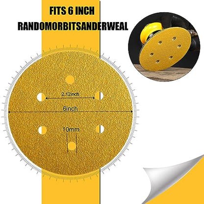 6 Inch Sanding Discs Hook and Loop, 150 Grit Sandpaper for Orbital Sander, Professional for Automotive and Woodworking, 100 Pack - style: 150 Grit