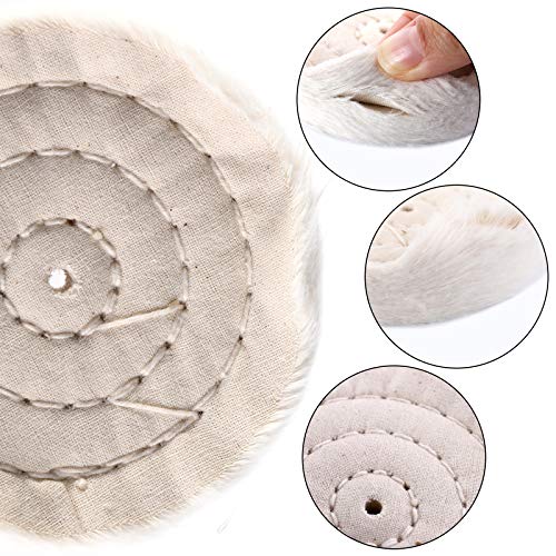 Hedume Set of 12 Buffing Pad Polishing Wheel Kits Included 5 Pack Rouge Compound, Cone, Column, Mushroom, T-Shaped Wheel Grinding Head with 1/4" Handle-for Manifold/Aluminum/Stainless Steel/Chrome