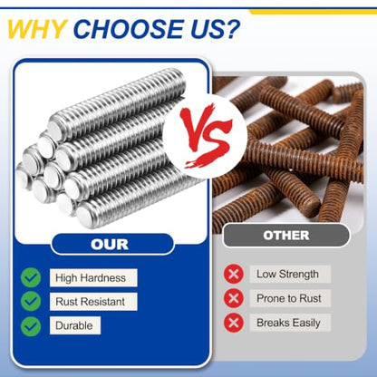 1/2"-13 UNC Fully Threaded Rod 1.97" Length Thread 5Pcs - size: 1/2"-13x1.97"