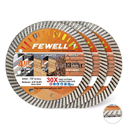 FEWELL 4.5Inch Diamond Saw Blade,Super Thin Ceramic Saw Blade (3 Packs) - size: 4.5"