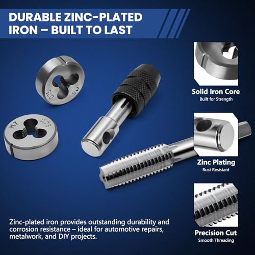 110-Piece Metric Tap and Die Set – Complete Metric Threading Tool Kit, Thread Chaser & Rethreading Set for Cutting Internal & External Threads, M2-M18, Heavy-Duty Storage Case