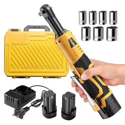 FULLYEA 3/8" Cordless Electric Ratchet Wrench Set,45Ft-lbs,Variable Speed