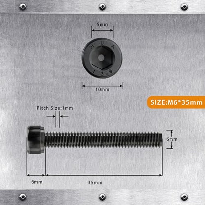 M6-1.0 x 35mm Socket Head Cap Screws, 12.9 Grade Alloy Steel, Black Oxide Finish, Machine Thread, Allen Socket Drive, Quantity 25 - size: M6 x 35mm(25 PCS)