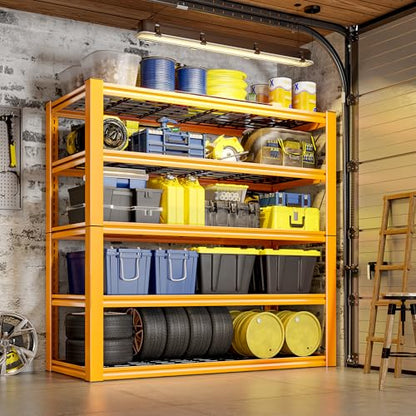 REIBII Storage Shelves, 40''W Garage Shelving, Heavy Duty Metal Shelving 2000LBS, Metal Shelves 5 Tier Industrial Shelf for Kitchen Pantry Warehouse Basement 72" H x 40''W x 17.8''D, Yellow - size: 72"H x 17.8"D x 40"W