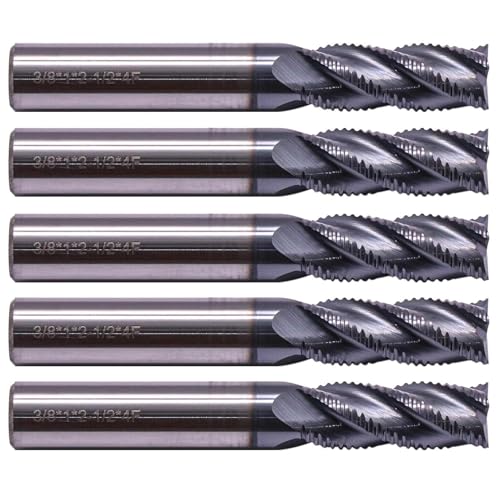 5Pcs 3/8" 4 Flute Solid Carbide Roughing End Mills - ALCrSiN Nano Coated