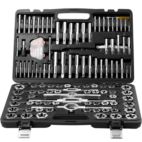 VEVOR Tap and Die Set 116 Pcs Metric and SAE Size Bearing Steel Taps Dies - size: 116pcs