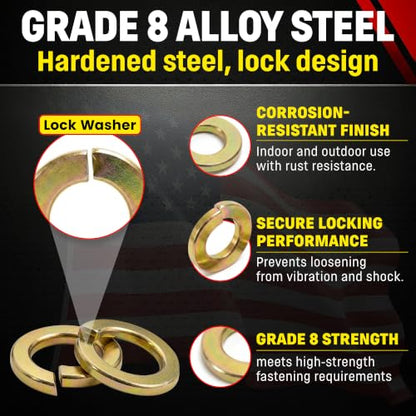1/4 Hardened Grade 8 Lock Washer (50 Pieces) - size: 1/4" Lock Washer 50pcs