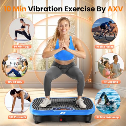 AXV Vibration Plate Exercise Machine Fitness Platform Body Vibrating Board - color: SLIM.BLUE