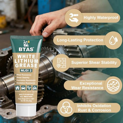 BTAS White Lithium Grease Lubricant for Garage Door, Track Rail, Roller 1oz - size: 1 oz