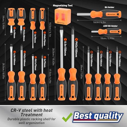 Amartisan 86-Piece Magnetic Screwdrivers Set with Case, Includs Slotted, Phillips, Hex, Pozidriv,Torx and Precision Screwdriver Set, Magnetizer Demagnetizer Tools, Tools for Men - style: 86-Piece Screwdrivers Set