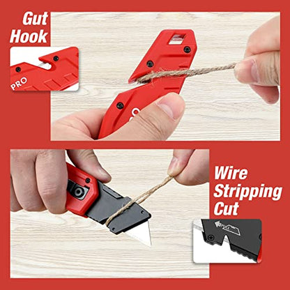 WORKPRO Folding Utility Knife with 10 Blades, Red - color: Red