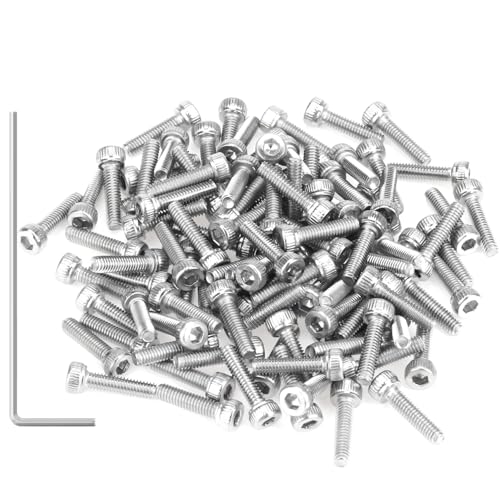 105 Pieces M2 x 10mm Socket Head Cap Screws, Thread Pitch 0.4mm, Sutemribor M2 Screws, 304 Stainless Steel, Fully Threaded, Silver - size: M2 x 10mm, style: Socket Head