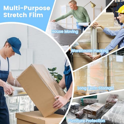 18" x 1500 ft Stretch Film, 60 Gauge Heavy Duty Shrink Film Stretch Wrap, 4 Pack Shrink Wrap Roller for Packing, Moving Supplies, Furniture & Pallets - size: 4 Rolls