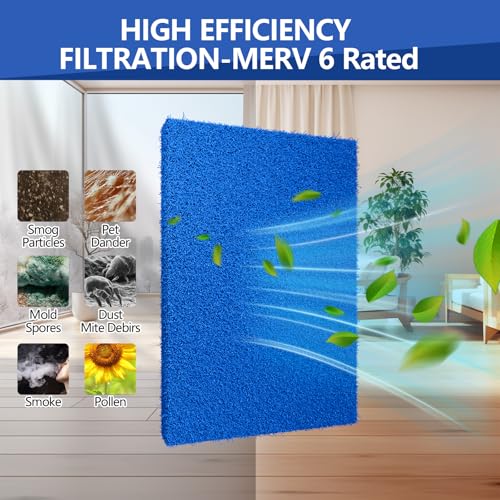 Reusable Air Filter 20x30,Washable Cut to Fit Furnace Filters,MERV 6 Replacement Filter for HVAC, RV, Washable Replacement Air Conditioner Filters, 24 PCs Hooks(Actual 20x30x0.7 in.) - style: MERV 6-1PC-Blue